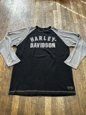 Harley-Davidson Men's Genuine MotorClothes Raglan Baseball 3/4 Sleeve Shirt L